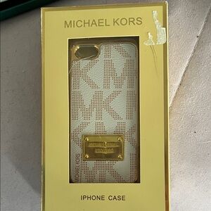 Michael Kors White and Gold MK Logo iPhone Case